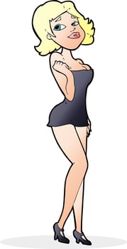cartoon attractive woman in short dress vector