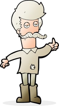 cartoon old man in poor clothes vector