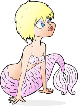 cartoon pretty mermaid vector