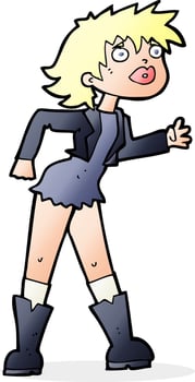 cartoon girl in leather jacket vector
