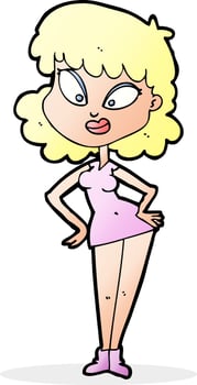 cartoon woman with hands on hips vector