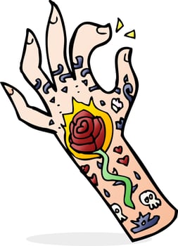 cartoon tattoo hand vector