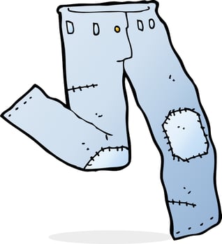 cartoon patched old jeans vector