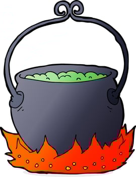 cartoon witch's cauldron vector