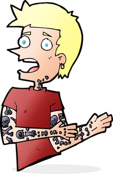 cartoon man with tattoos vector