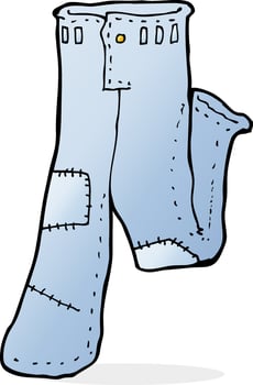 cartoon patched old jeans vector