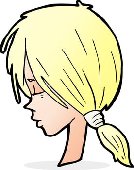cartoon girl looking thoughtful vector