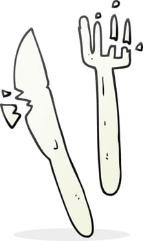 cartoon cracked plastic cutlery vector