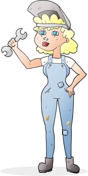 cartoon woman with spanner vector