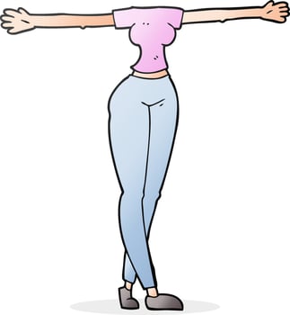 cartoon female body with wide arms vector