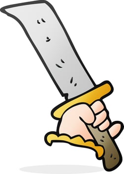 cartoon hand with sword vector