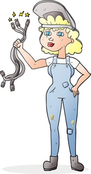 cartoon electrician woman vector