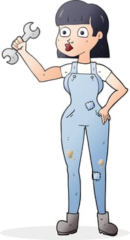cartoon mechanic woman vector