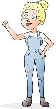 cartoon woman in dungarees vector