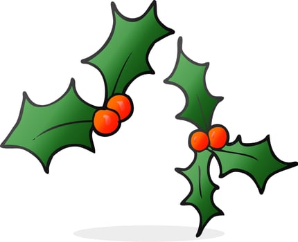 cartoon christmas holly vector