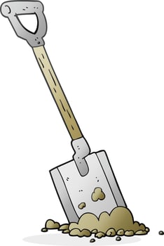 cartoon shovel in dirt vector