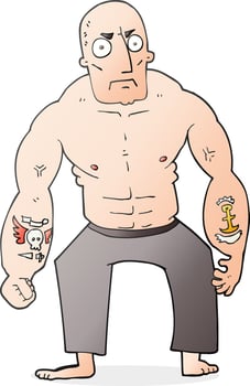 cartoon tough man vector