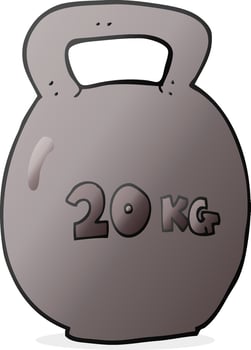 cartoon 20kg kettle bell vector