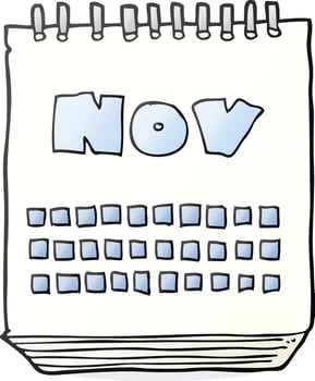 cartoon calendar showing month of november vector