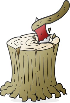 cartoon axe in tree stump vector