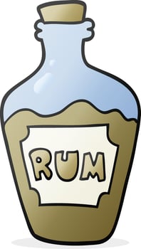 cartoon rum bottle vector