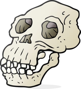 cartoon ancient skull vector