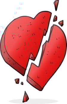 cartoon broken heart symbol vector