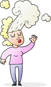 cartoon woman letting off steam vector