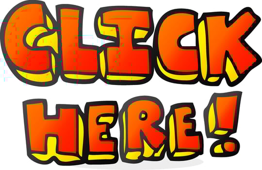 cartoon click here word symbol vector