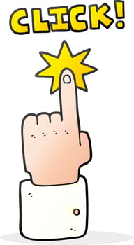 cartoon click sign with finger vector