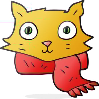 cartoon cat wearing scarf vector