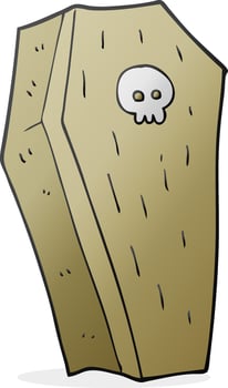cartoon spooky coffin vector