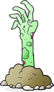 cartoon zombie hand rising from ground vector