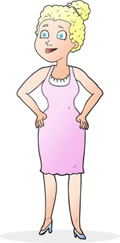 cartoon woman wearing dress vector