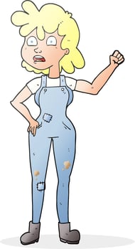 cartoon woman shaking fist vector
