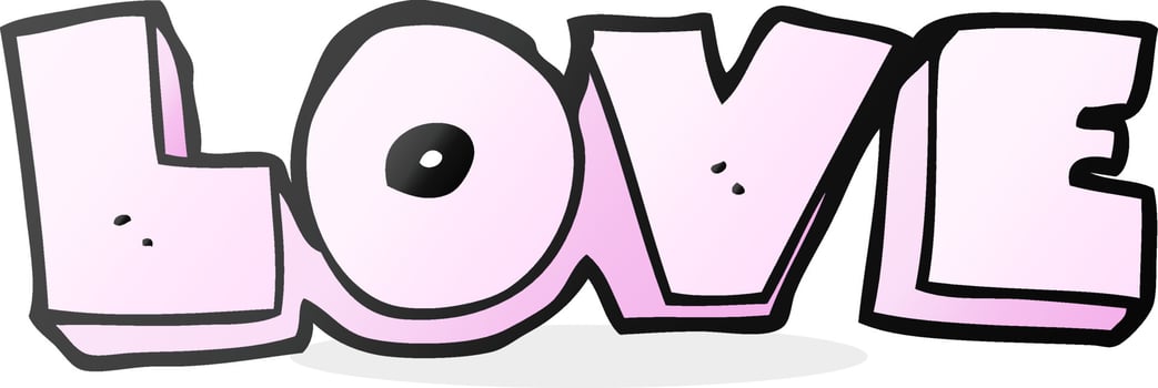 cartoon word love vector