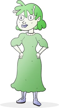 cartoon alien woman vector