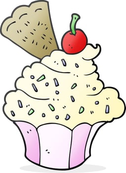 doodle cartoon cupcake vector