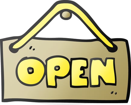 cartoon open shop sign vector