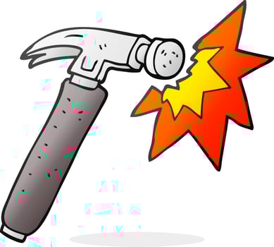 doodle cartoon hammer vector
