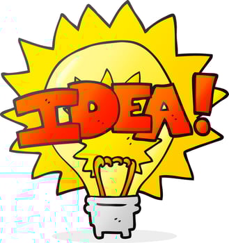cartoon idea light bulb symbol vector