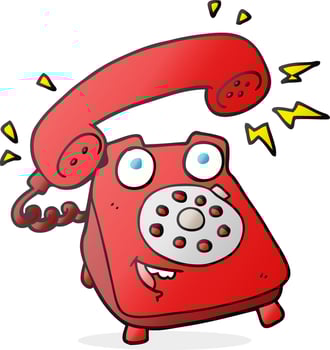 freehand drawn cartoon ringing telephone vector