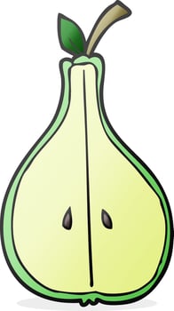 freehand drawn cartoon half pear vector