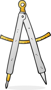 freehand drawn cartoon compass vector