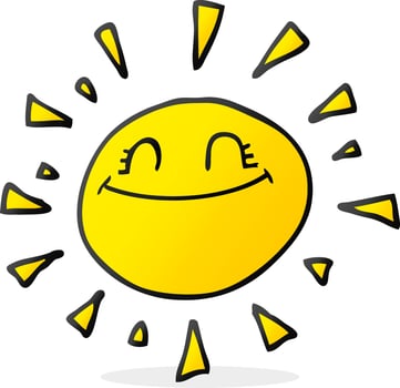 happy freehand drawn cartoon sun vector