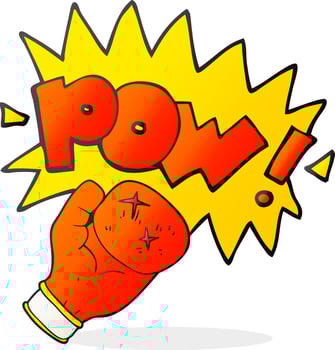 freehand drawn cartoon boxing glove punching vector