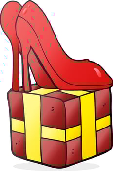freehand drawn cartoon high heel shoes gift vector