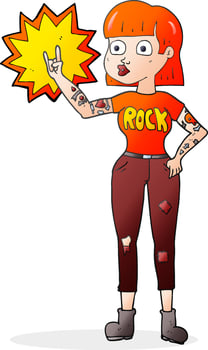 freehand drawn cartoon rock girl vector
