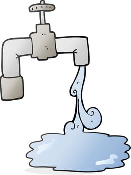 freehand drawn cartoon running faucet vector