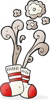 freehand drawn cartoon smelly old socks vector